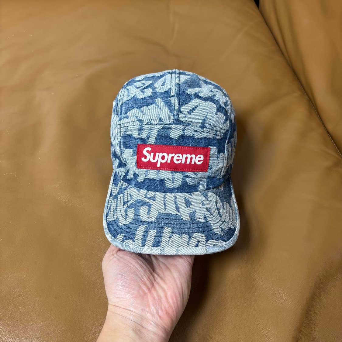 슈프림 캠프캡 모자 박스로고 워시드 데님 상품이미지2