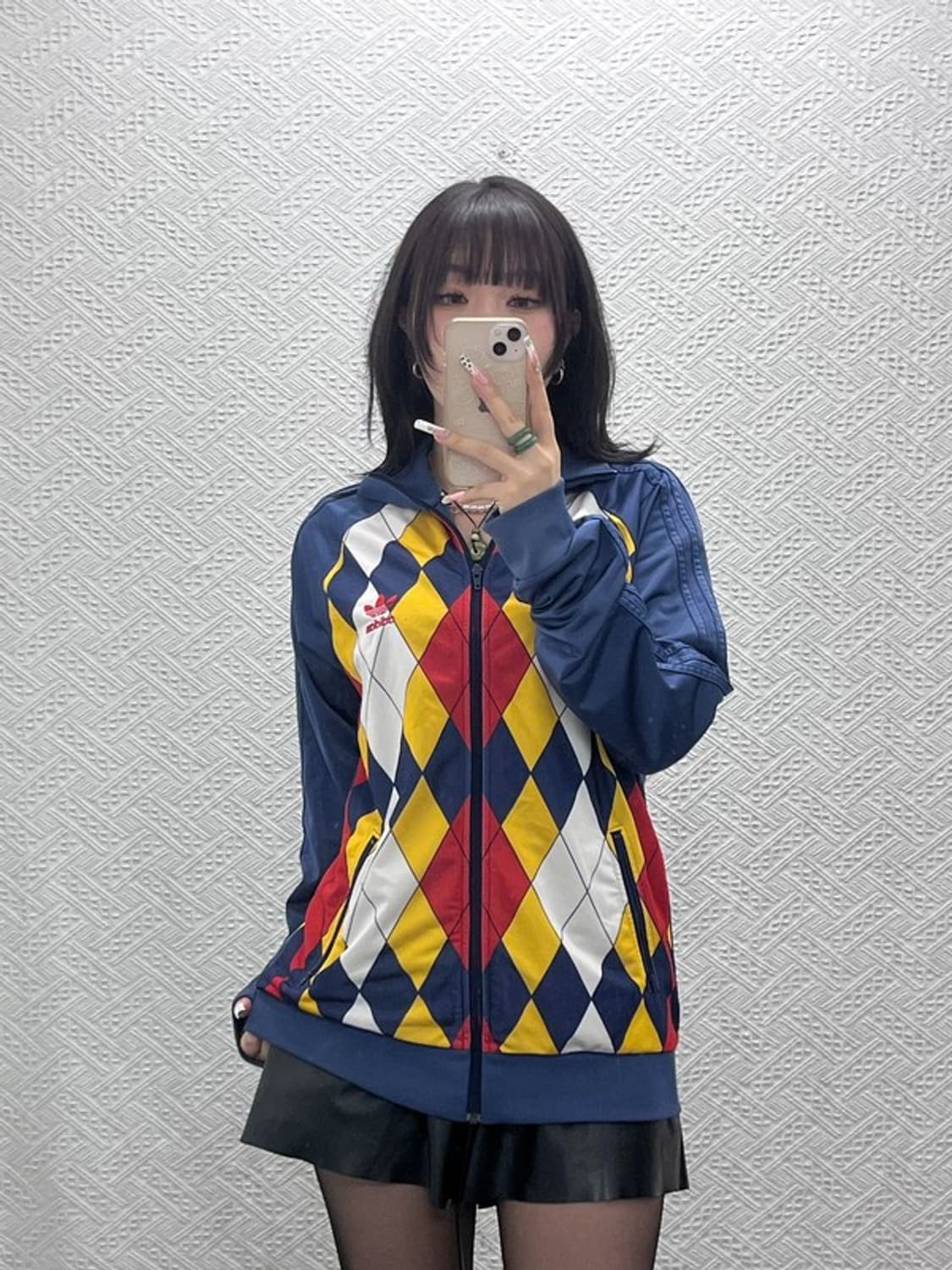 아디다스 펑크 키치 아가일 체크 져지 집업 105 C11118 상품이미지2