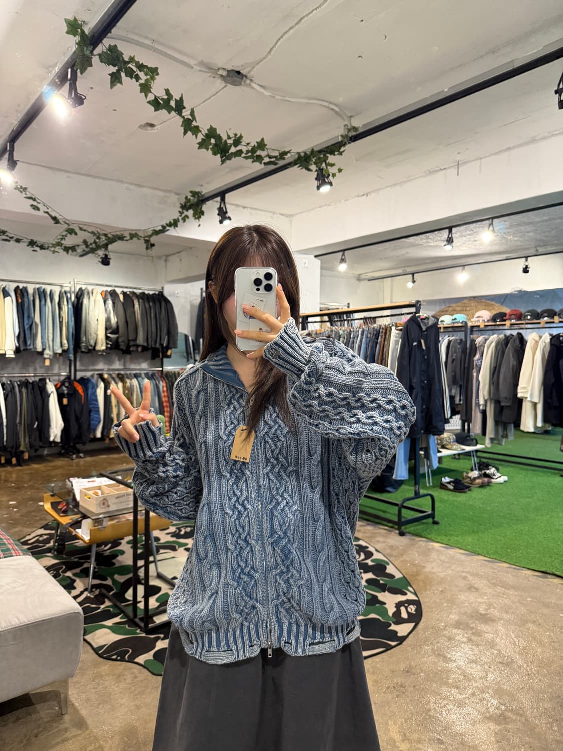 BIRTHDAY 빈티지 케이블 니트 집업 상품이미지7