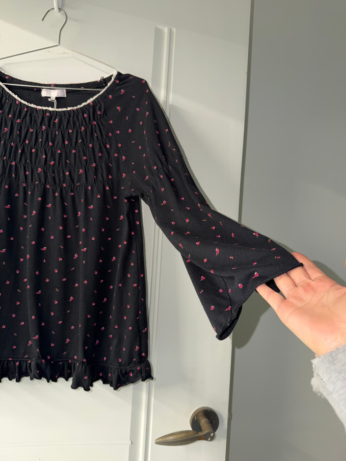 일본빈티지 잔꽃 셔링 롱슬리브 상품이미지7