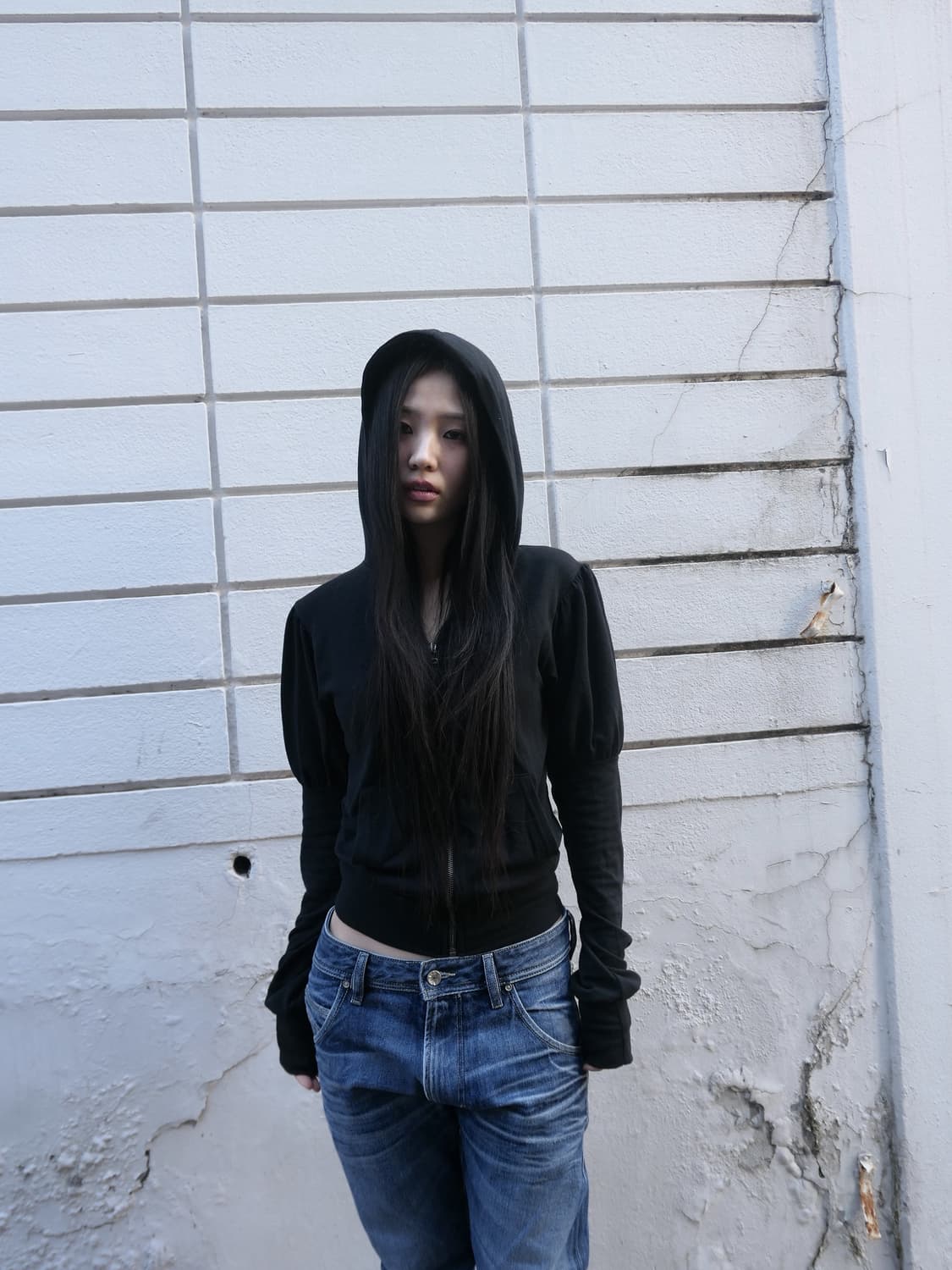 디에이디 퍼프 후드 집업 블랙 상품이미지4