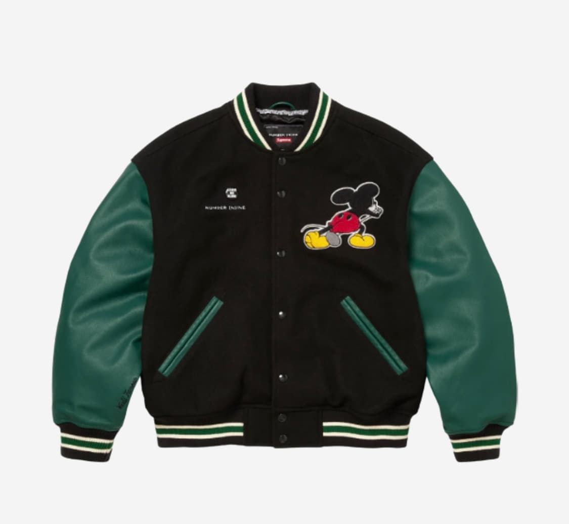 슈프림 x 미키마우스 넘버나인 바시티 자켓 L XL 상품이미지3