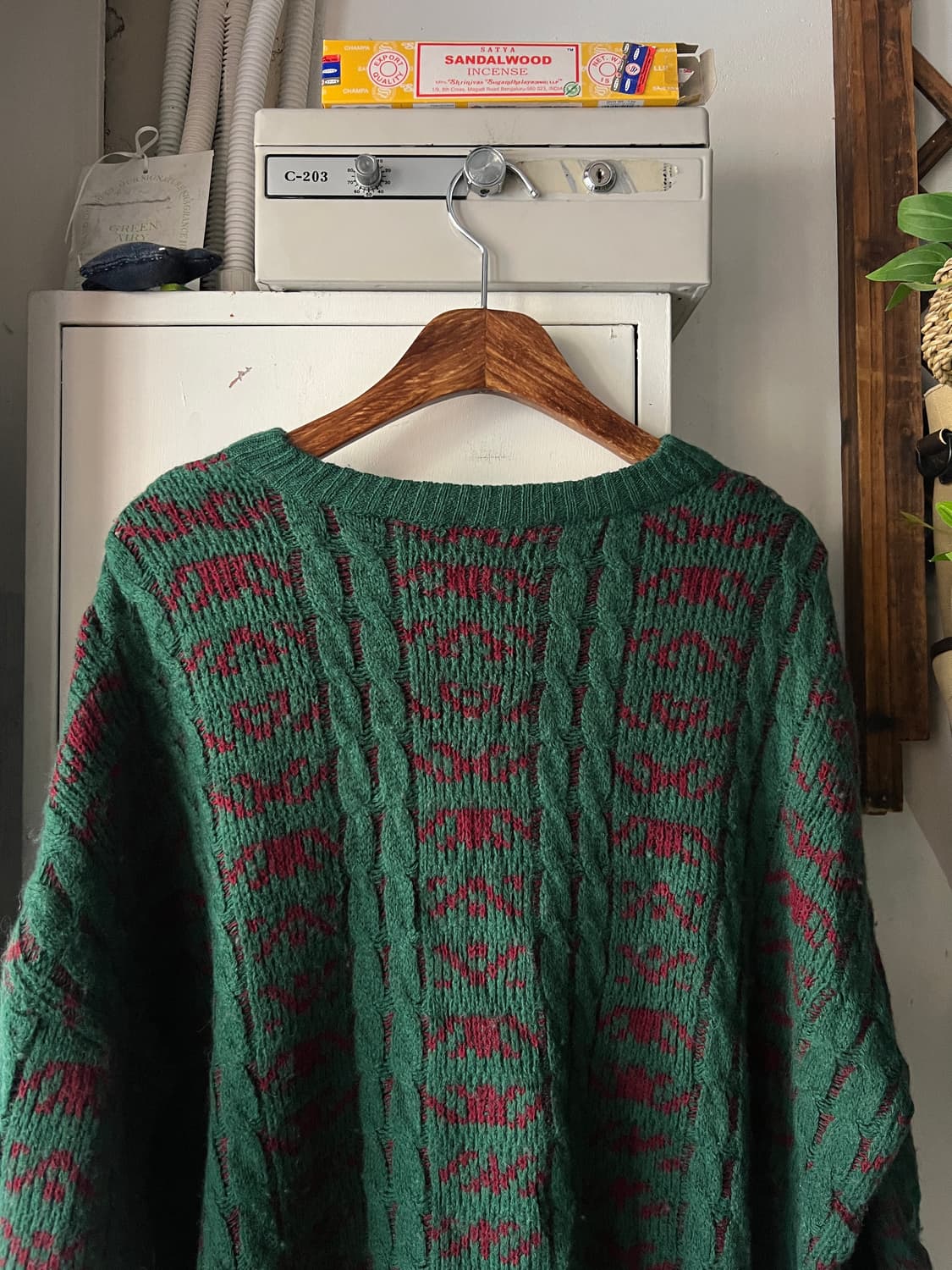 [XL]90's USA 빈티지 패턴 오버핏 케이블 니트 상품이미지6