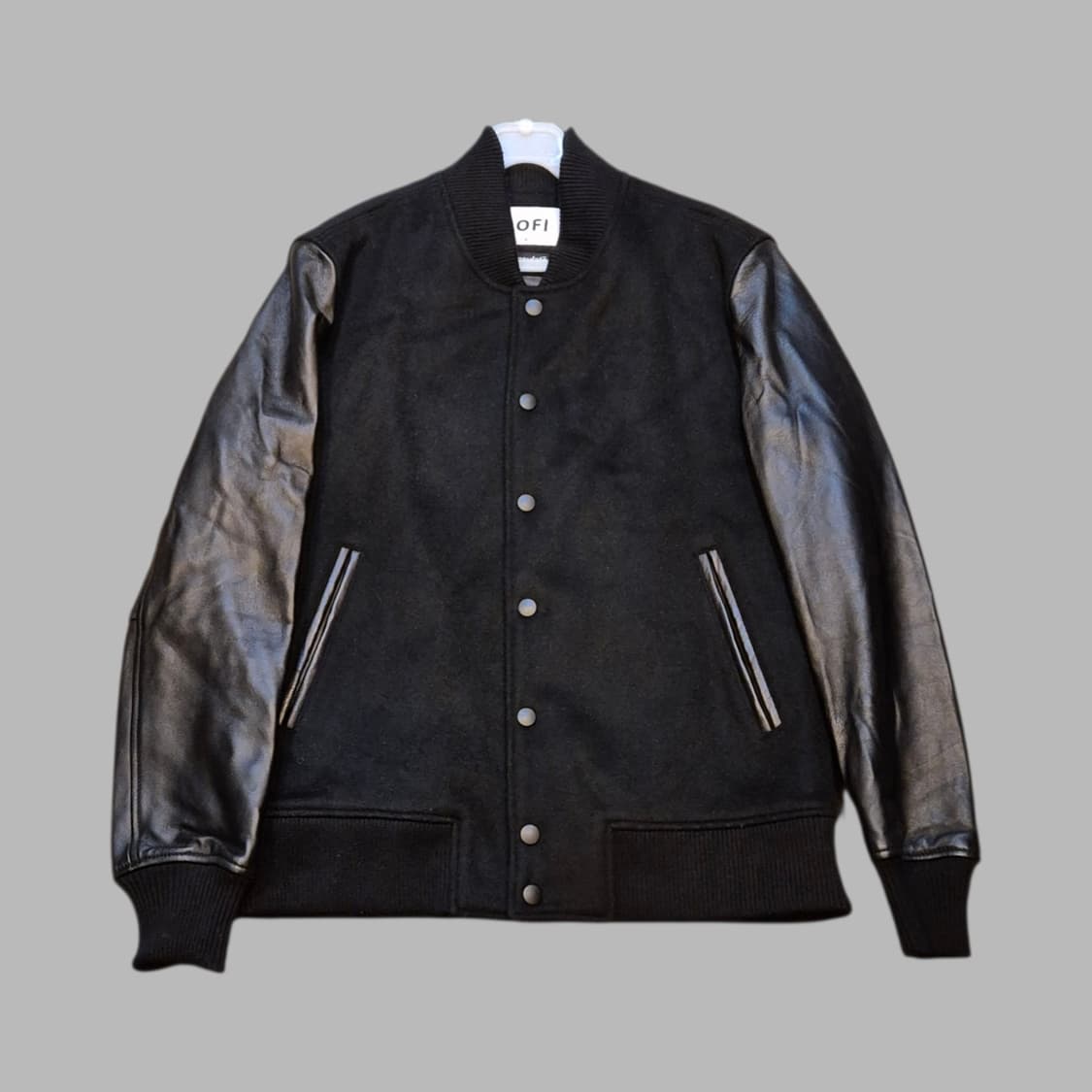 M 양가죽 배색 바시티자켓  상품이미지1