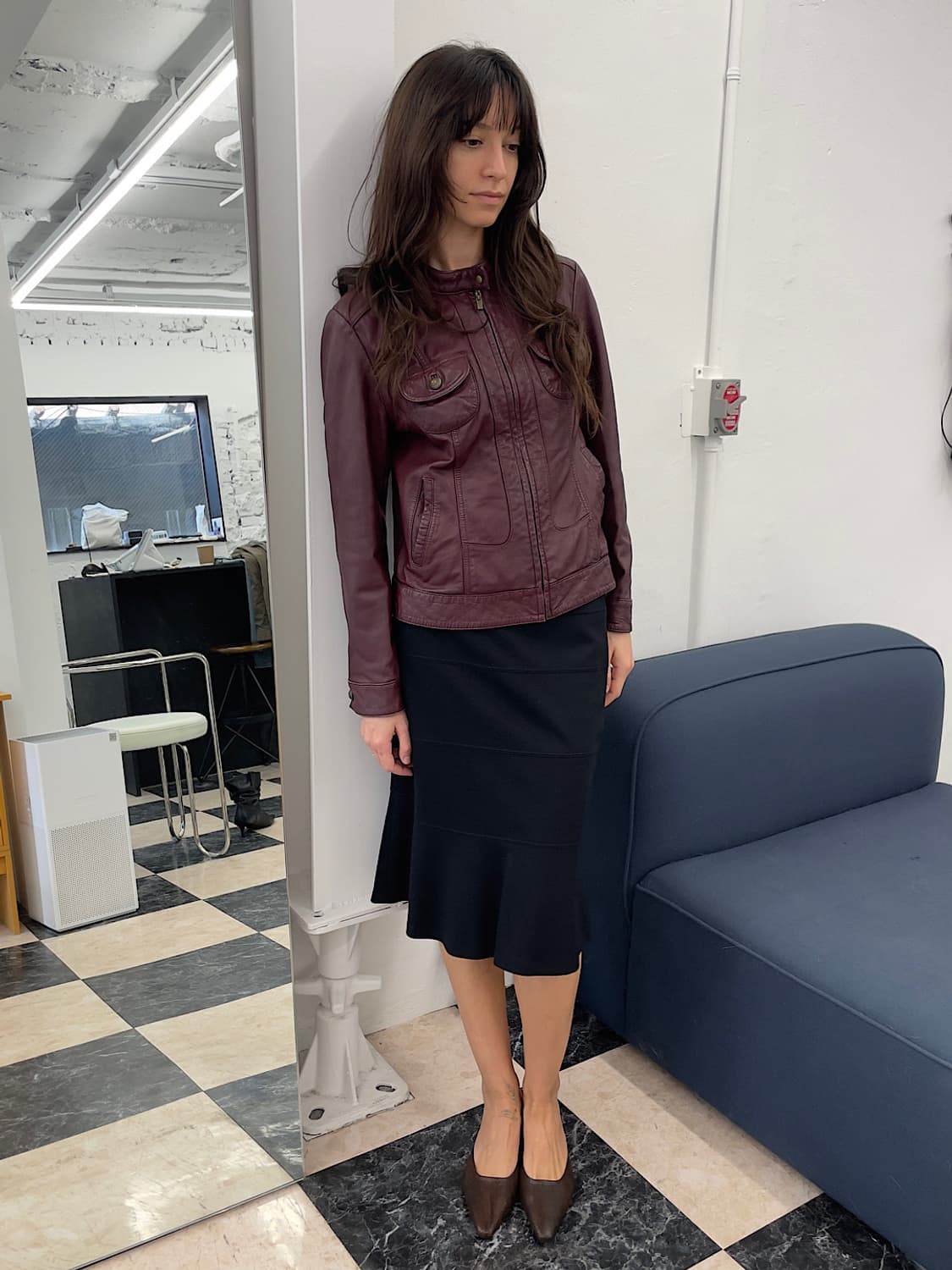  Wine short leather jacket 상품이미지3