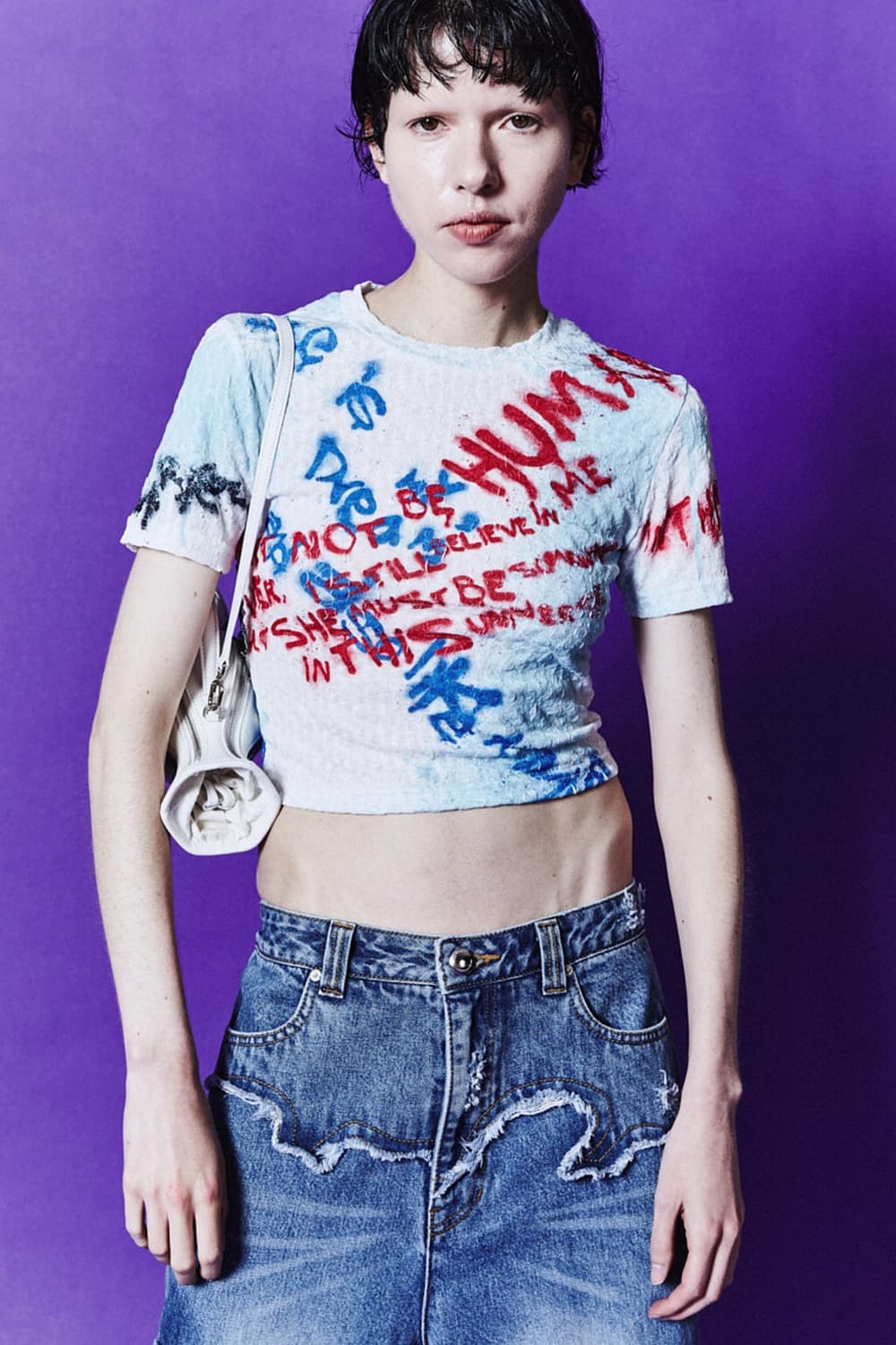 Anderson Bell 앤더슨벨 제니 스프레이드 크롭 베이비 티셔츠 S 상품이미지1