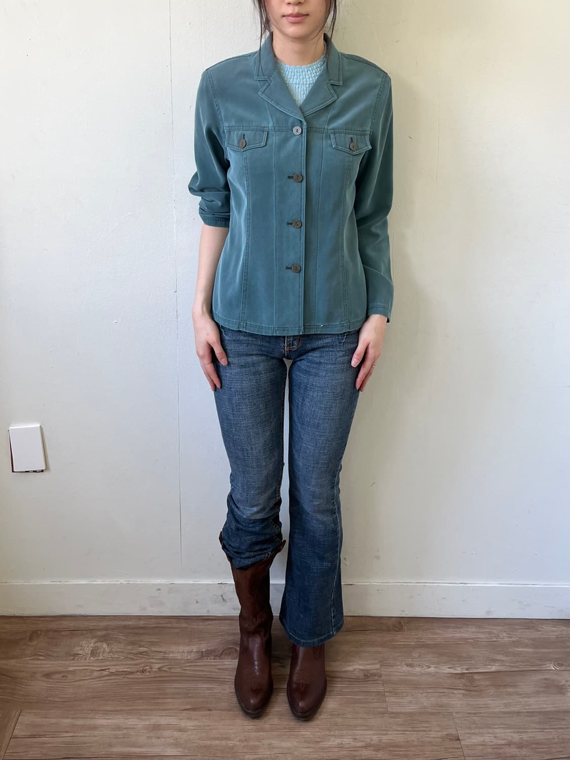 Japan vtg 블루그레이 자켓 상품이미지8