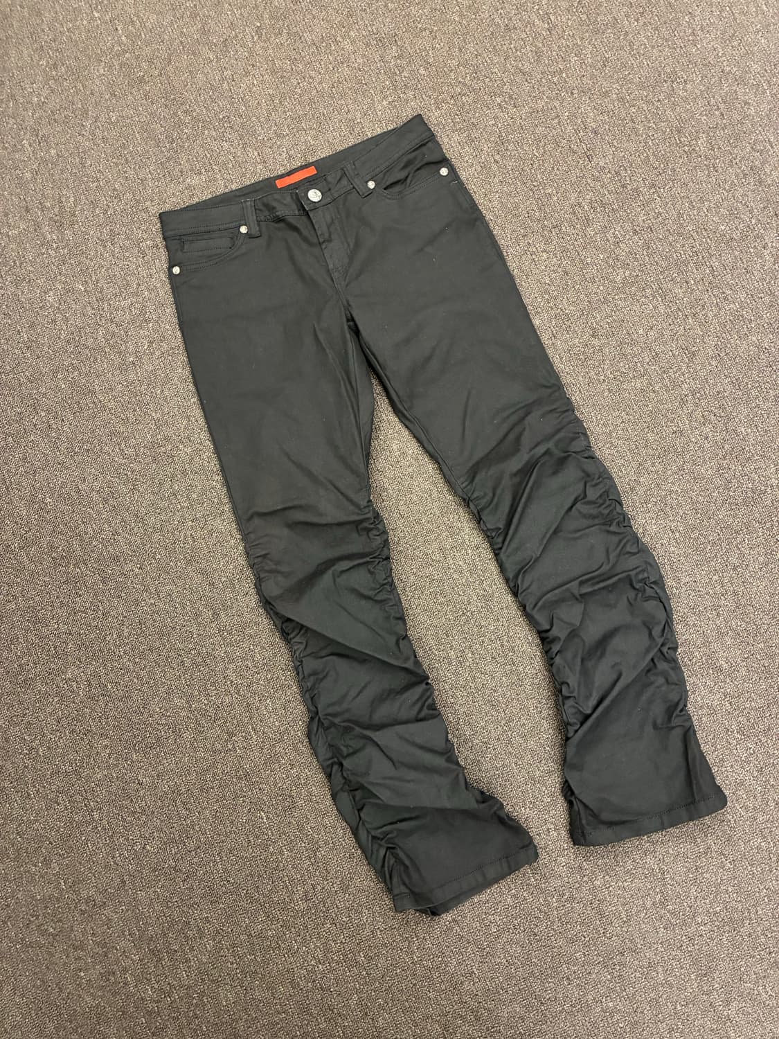 4)Wellbeing 빈티지 여성 셔링 디테일 흑청 데님팬츠 상품이미지4