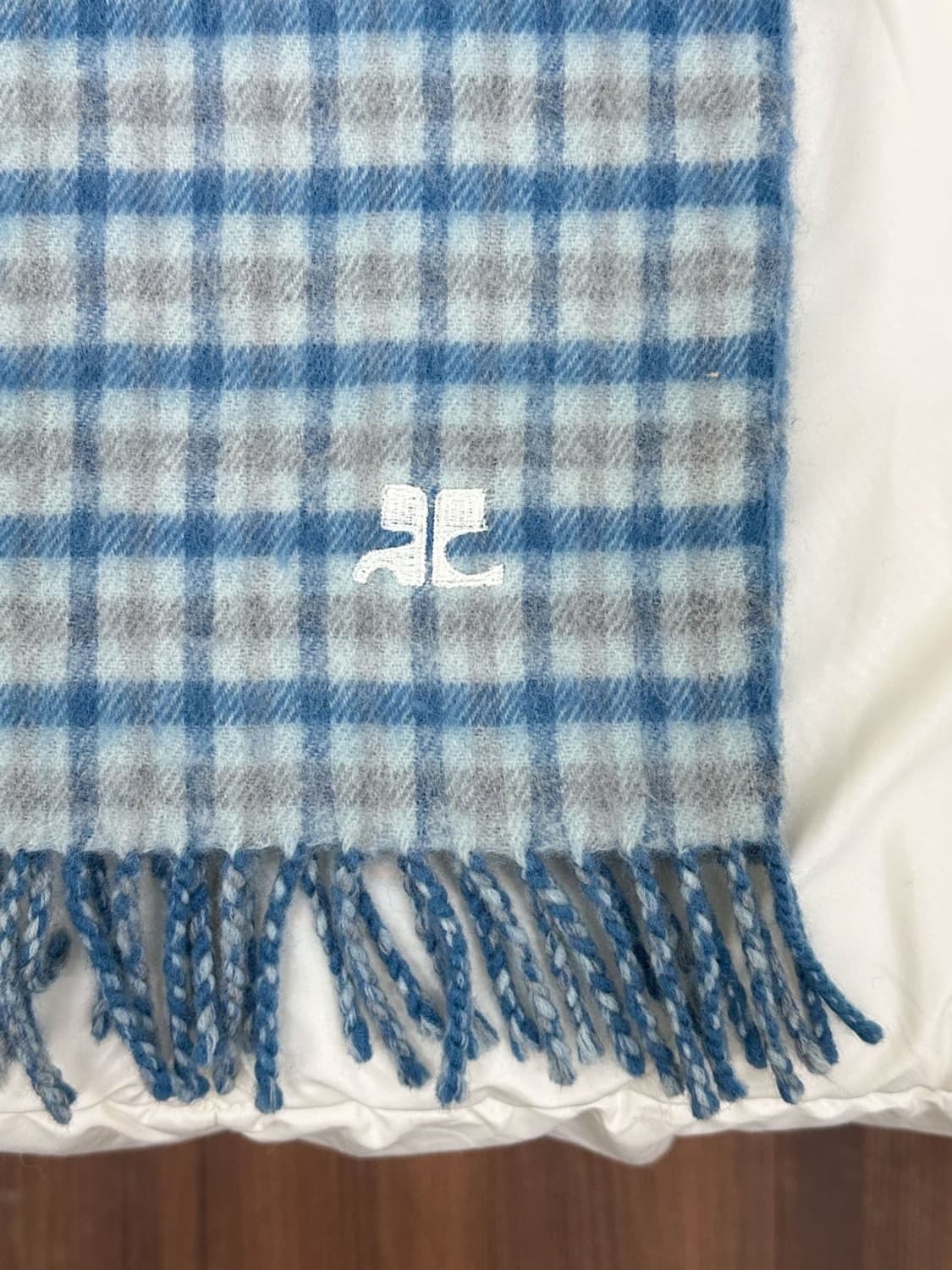 courreges / 꾸레쥬 블루 체크 울 머플러  상품이미지2