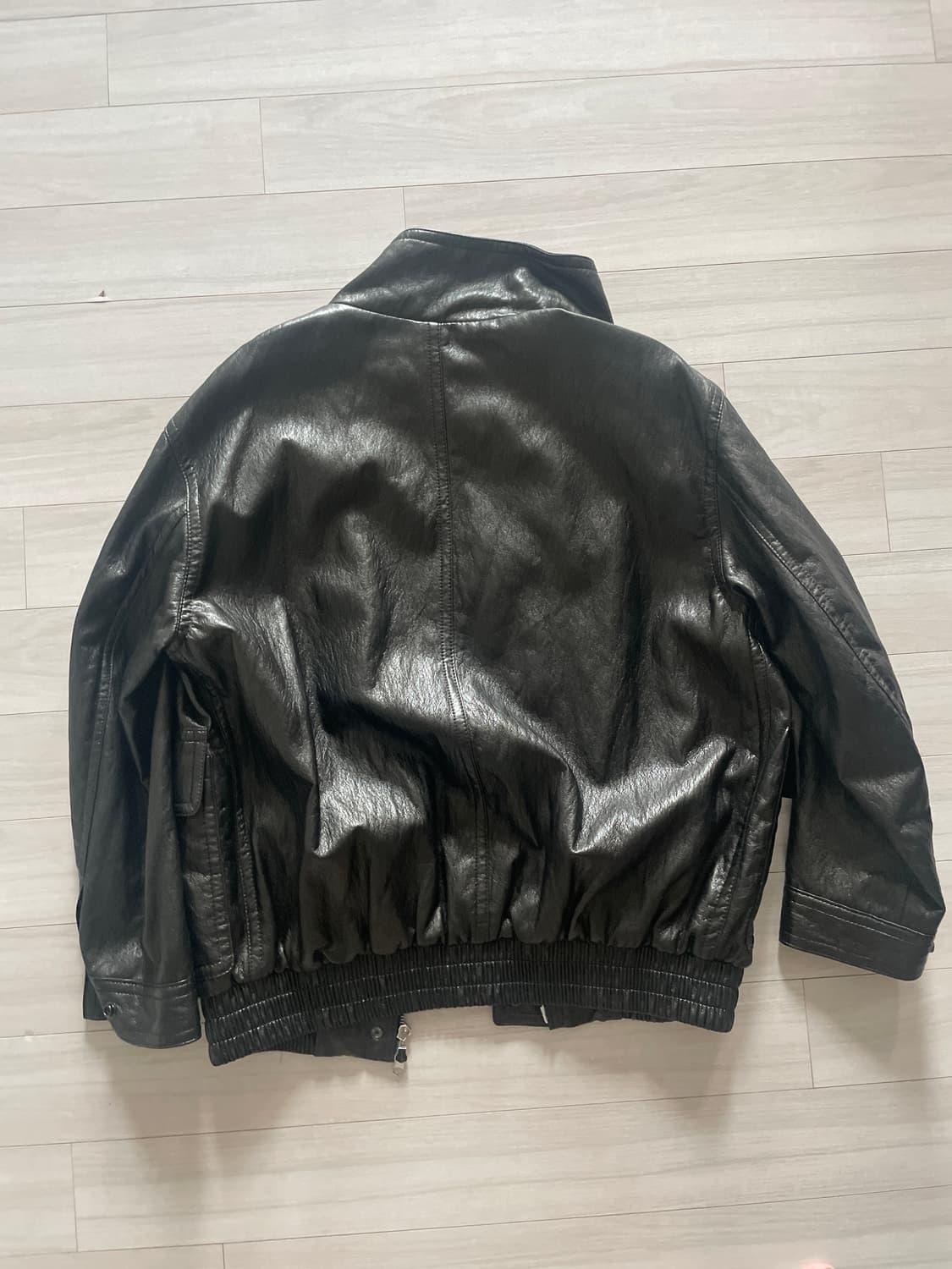 모노하 High neck leather jumper (ash black) 상품이미지7