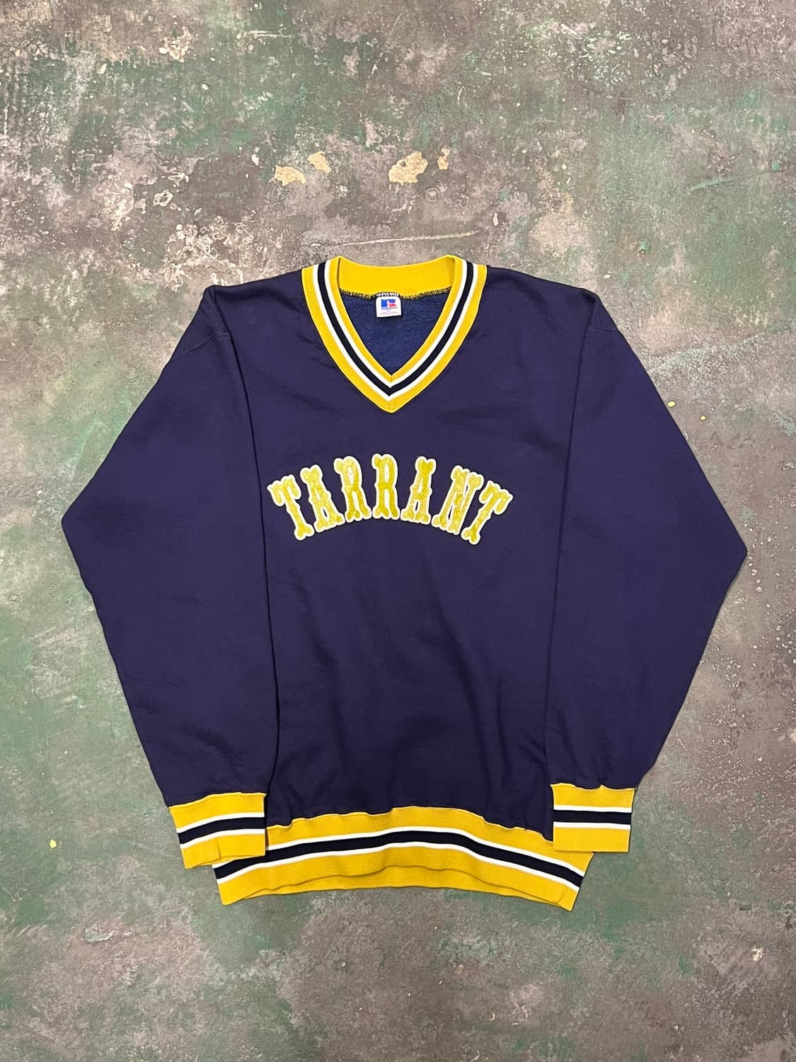 90's 러셀 애슬레틱 V넥 맨투맨 바시티 스웻 빈티지 스쿨웨어 상품이미지1