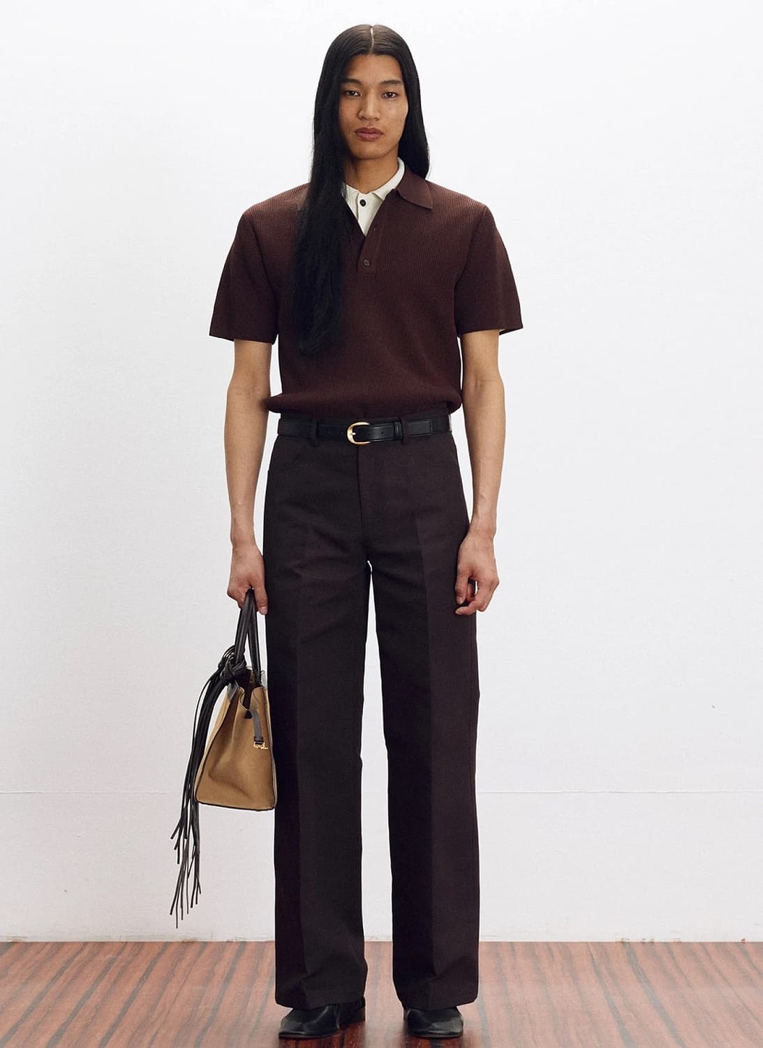 렉토 25SS 컴팩트 클래식 폴로 니트 브라운 상품이미지4