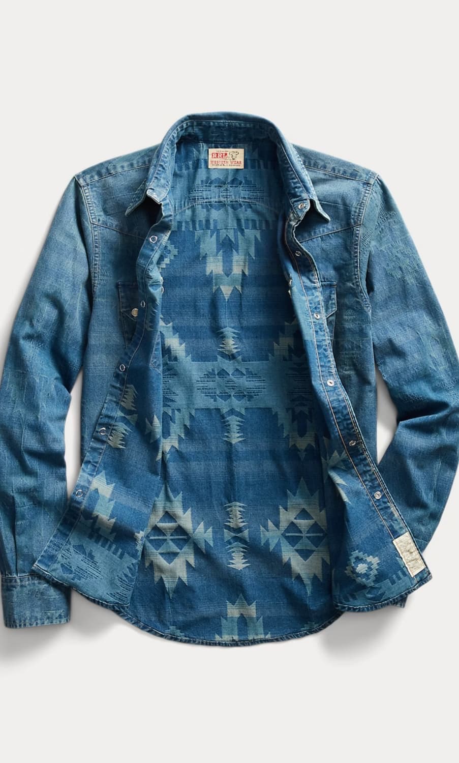 RRL 인디고 자카드 웨스턴 셔츠 M 상품이미지2