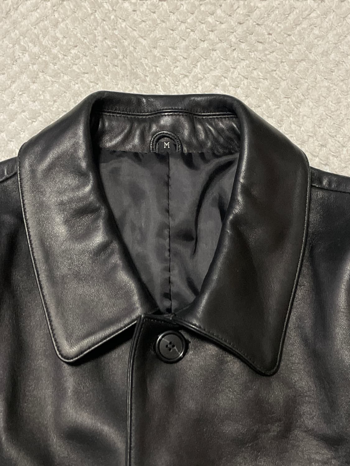 웨스턴 무드 램스킨 양가죽 5버튼 레더 카 코트 상품이미지6