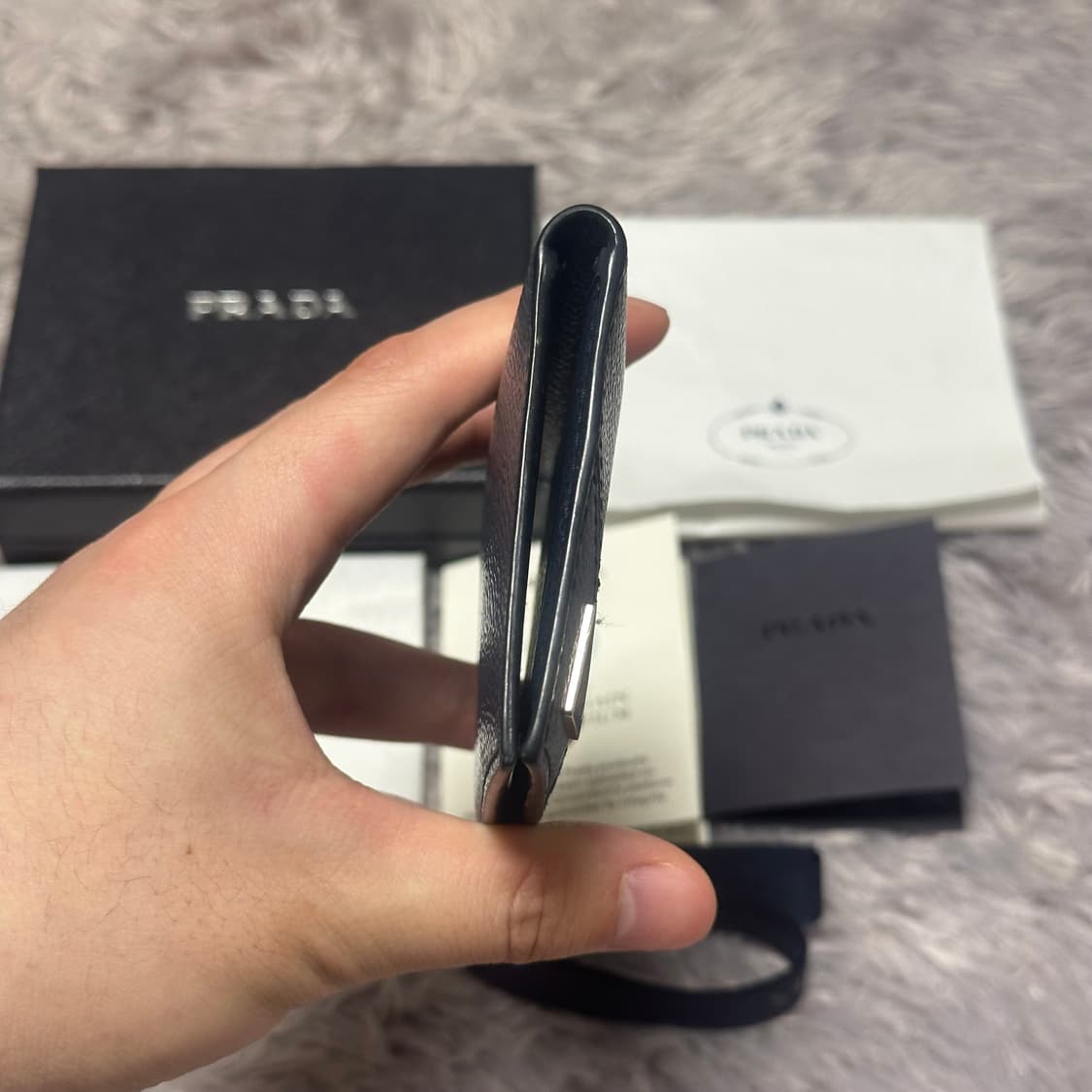 [풀구성] 프라다 사피아노 삼각로고 오거나이저 카드지갑 네이비 상품이미지6