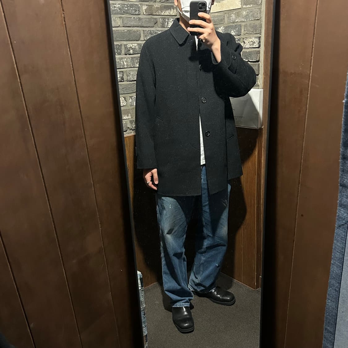 L) YSL 입생로랑 울 미디움 코트 자켓 블랙 상품이미지9