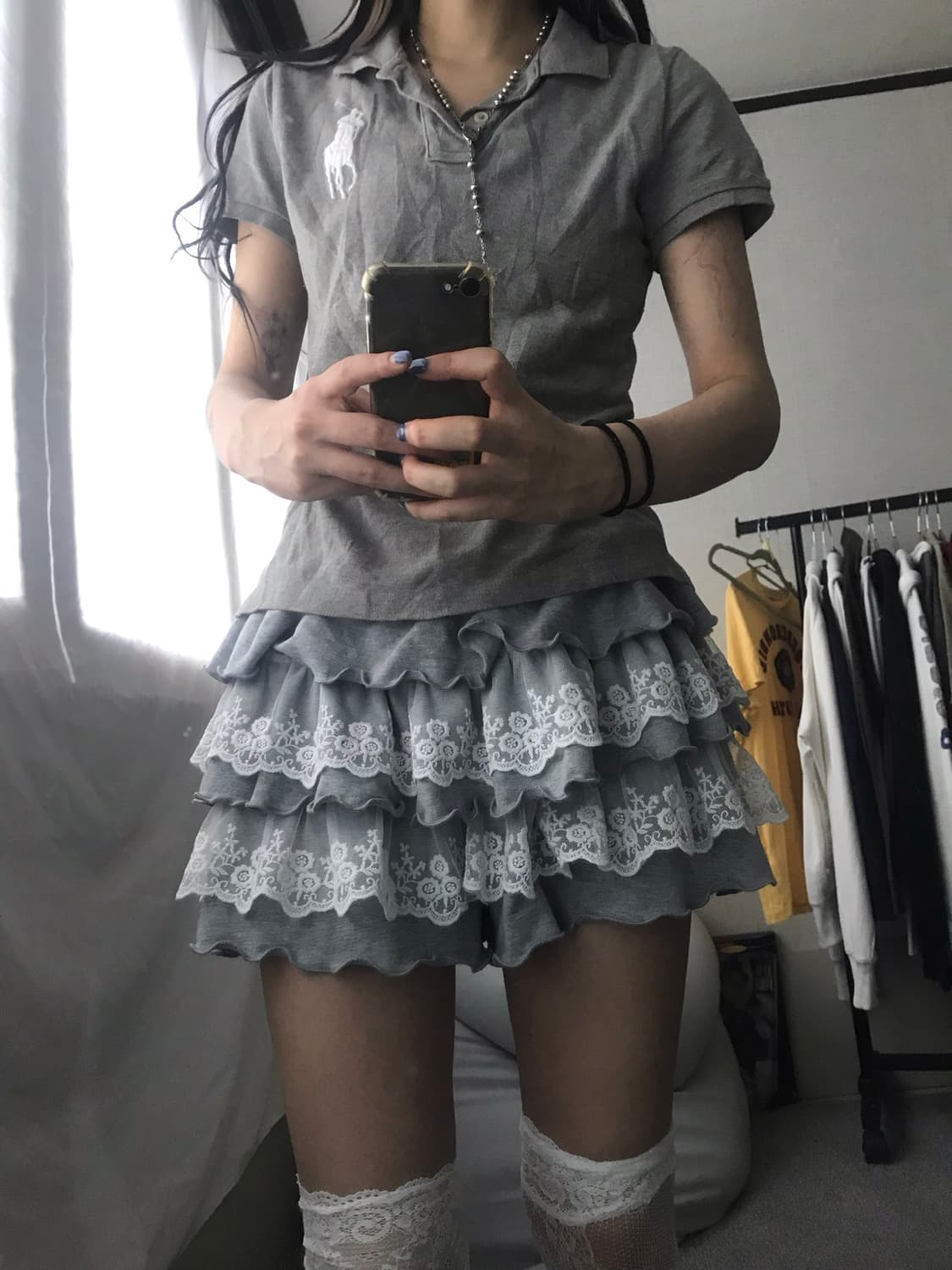 폴로 그레이 딱붙핏 빅포니 반팔티셔츠 상품이미지2