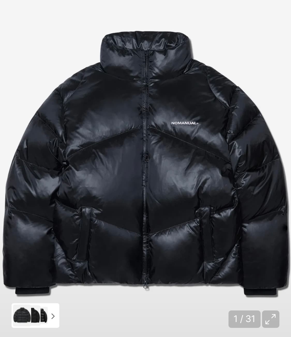 노매뉴얼 스카디 덕다운 글로시 블랙 숏패딩 상품이미지1