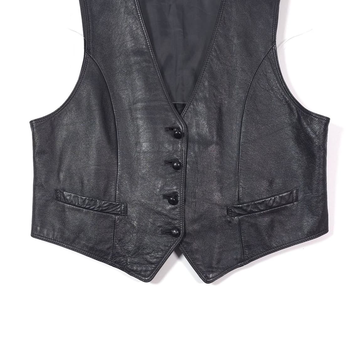 빈티지 소가죽 100 버튼 레더 베스트 XXL 상품이미지5