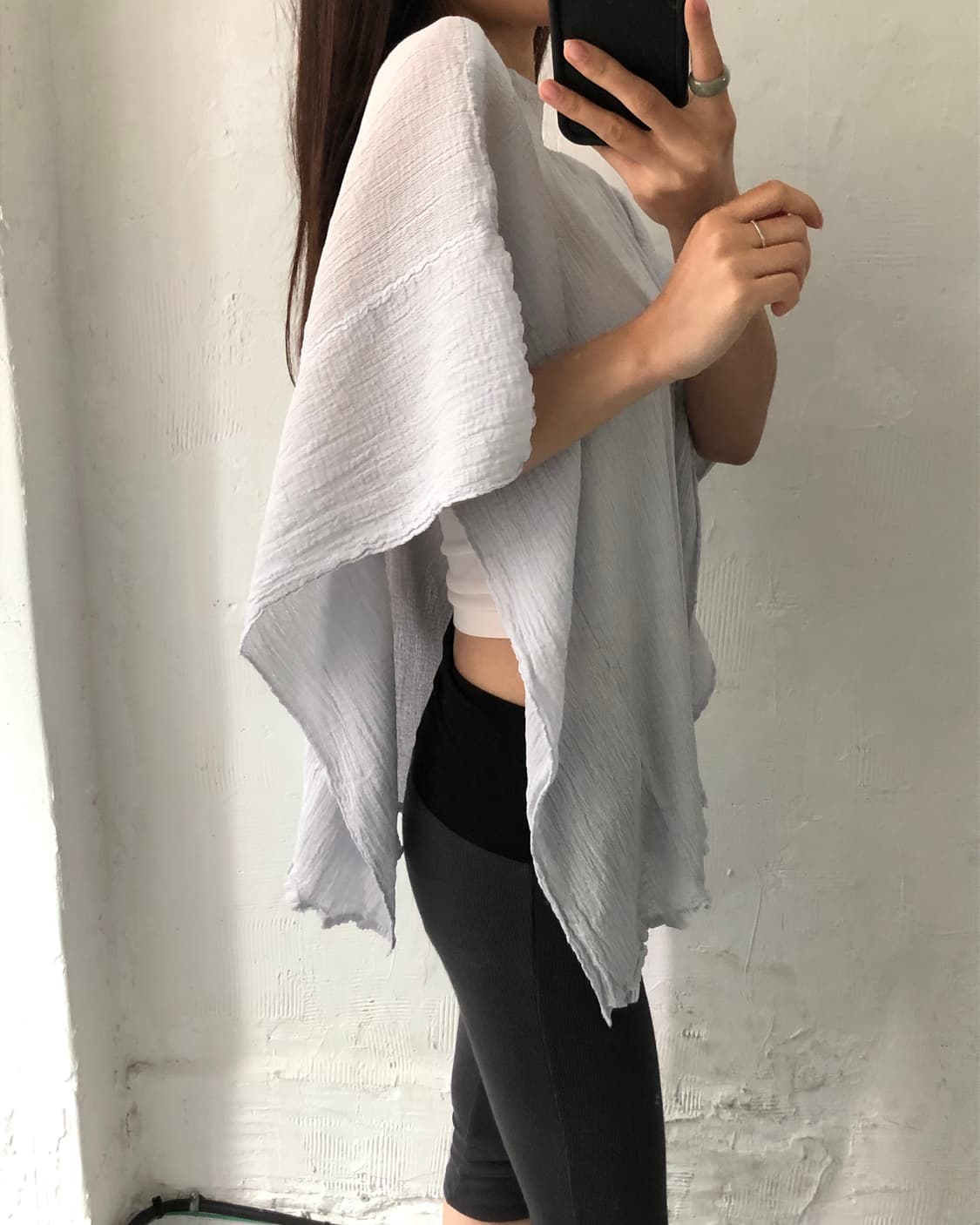 이세이미야케 연하늘 보트넥 플리츠 옆단추 티셔츠 상품이미지2