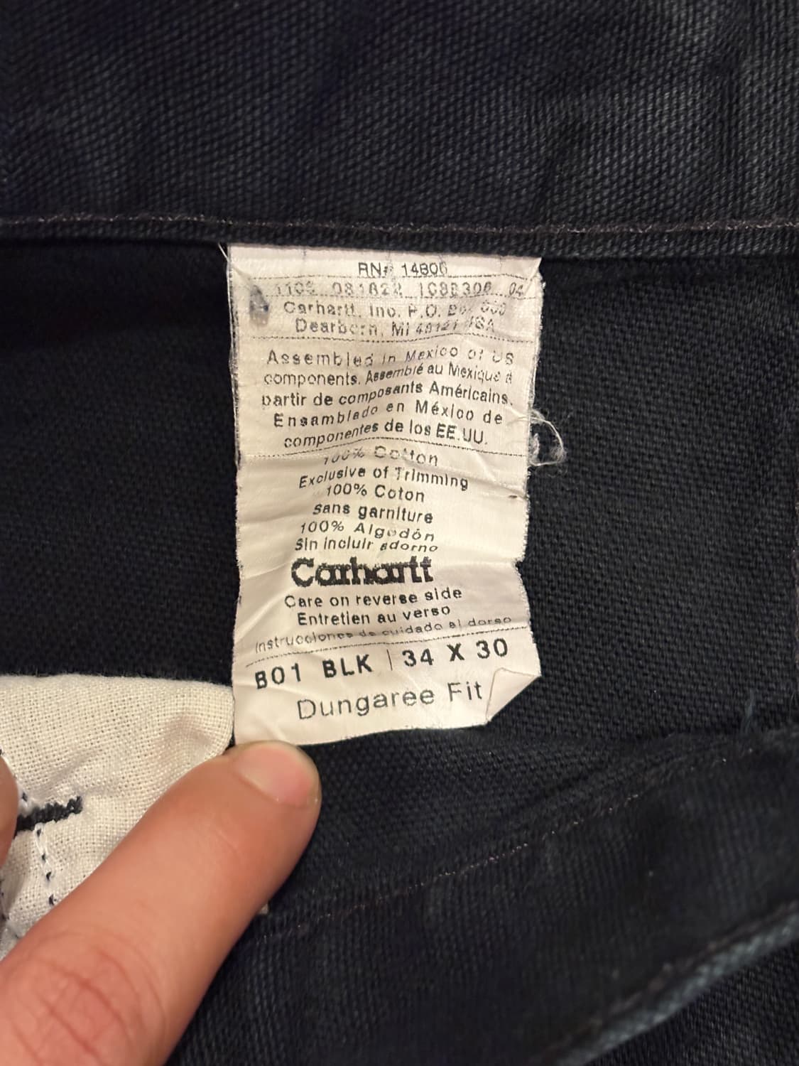 [B01] 빈티지 칼하트 더블니 블랙 썩블니 덩가리핏 34x30 상품이미지3