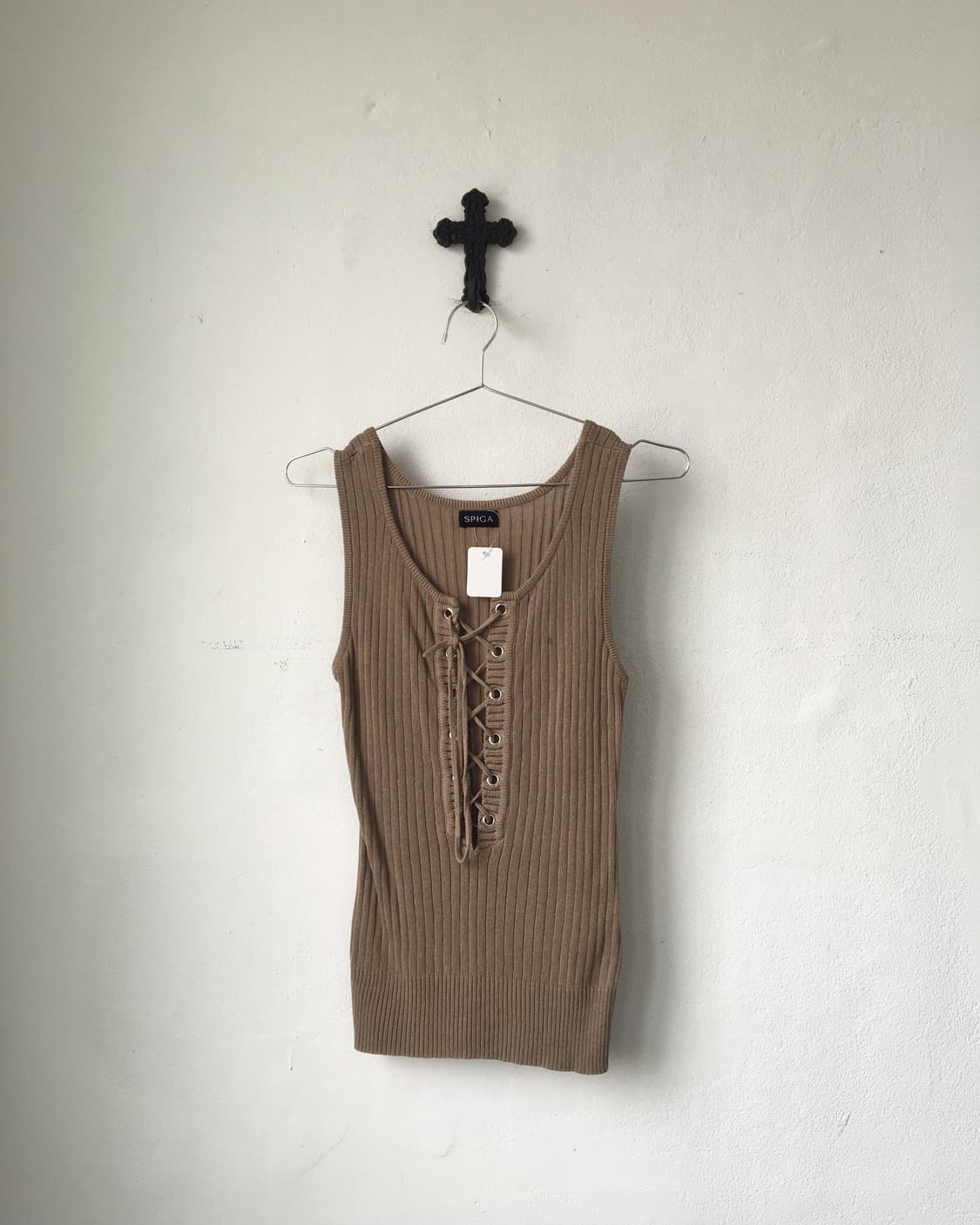 Lace up point ribbed sleeveelss 상품이미지2