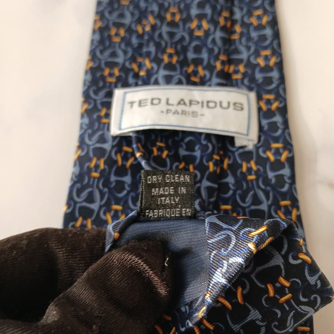 테드라피두스 실크 네이비 기하 패턴 넥타이 9.7cm A등급 A19198 상품이미지9
