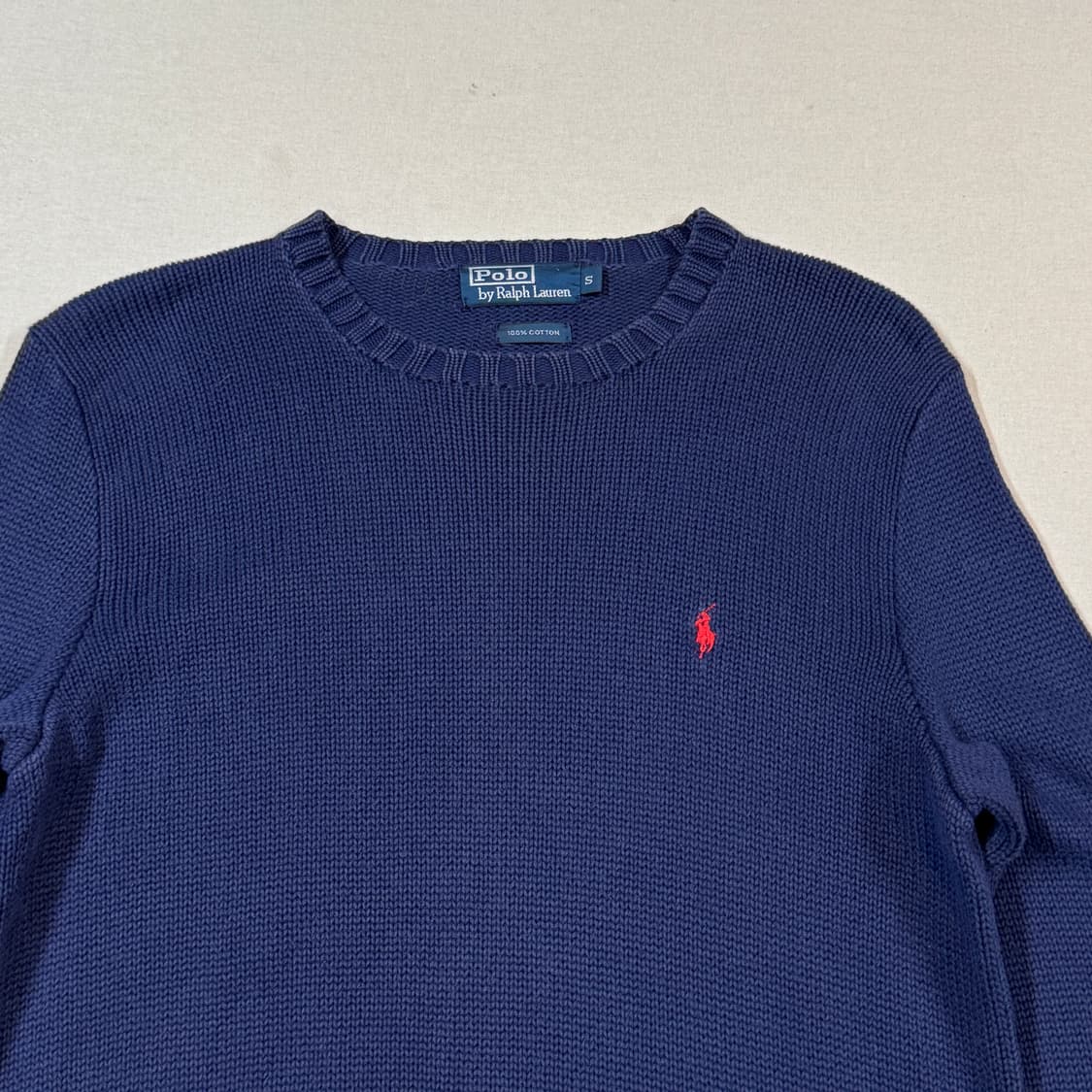 S) 폴로 랄프로렌 네이비 헤비코튼 라운드넥 니트 상품이미지3
