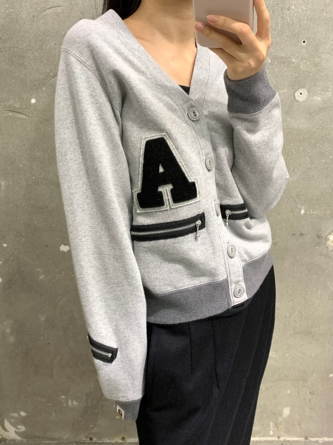 (새상품) Bape 베이프 투포켓 그레이 스웻 가디건 상품이미지1