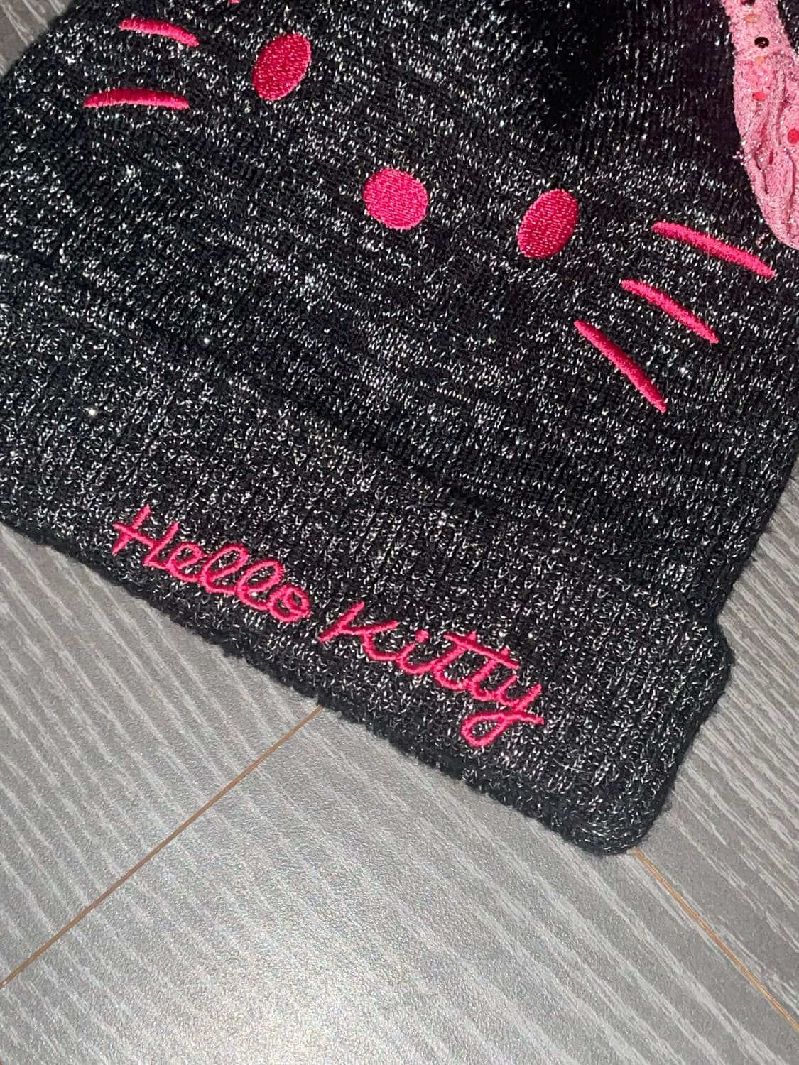 12s 고전키티 헬로키티 산리오 갸루 글리터 리본 네코미미 블랙핑크 비니 상품이미지2