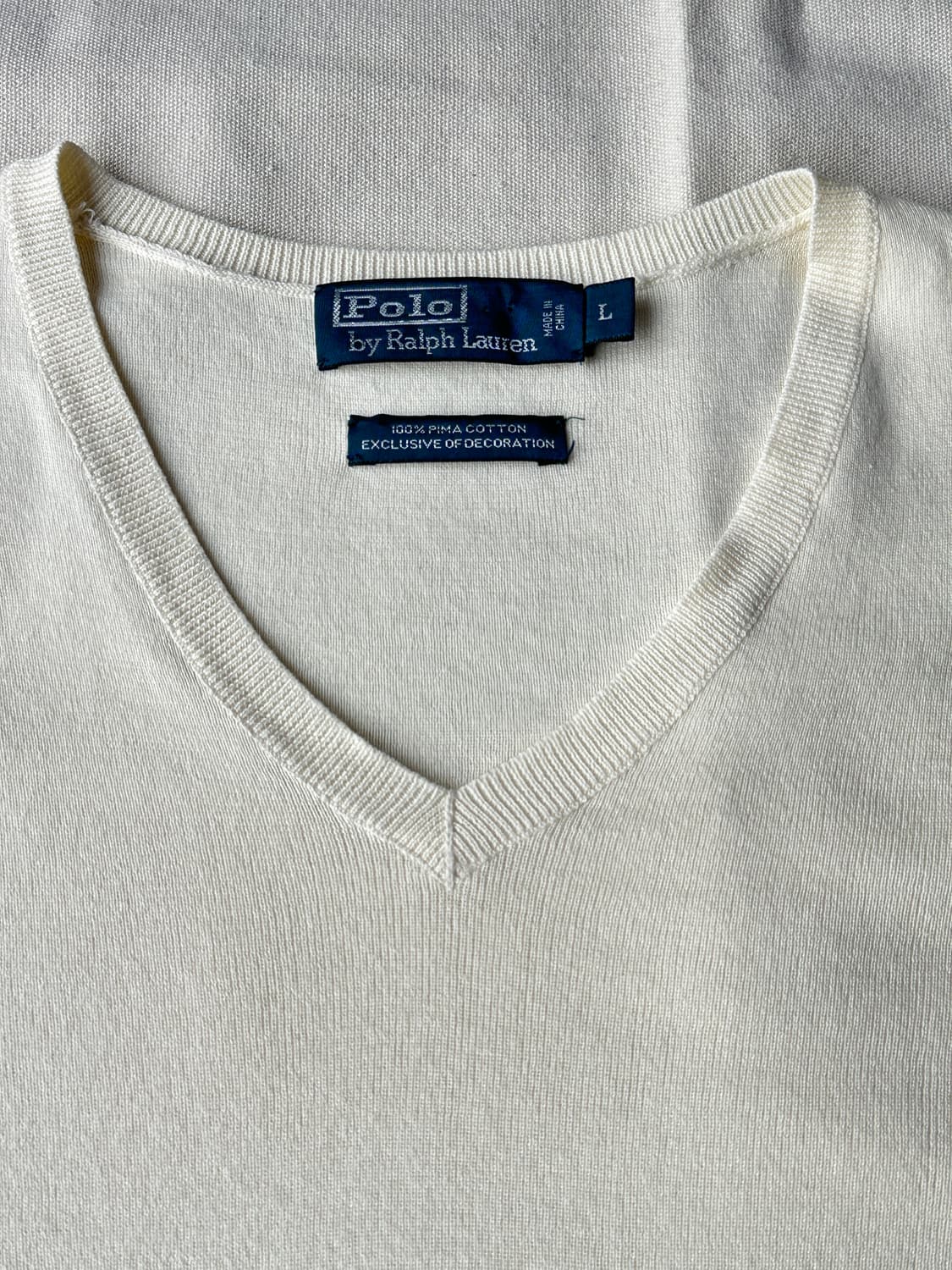 폴로 랄프로렌 피마코튼 니트 베스트 아이보리 L 상품이미지3