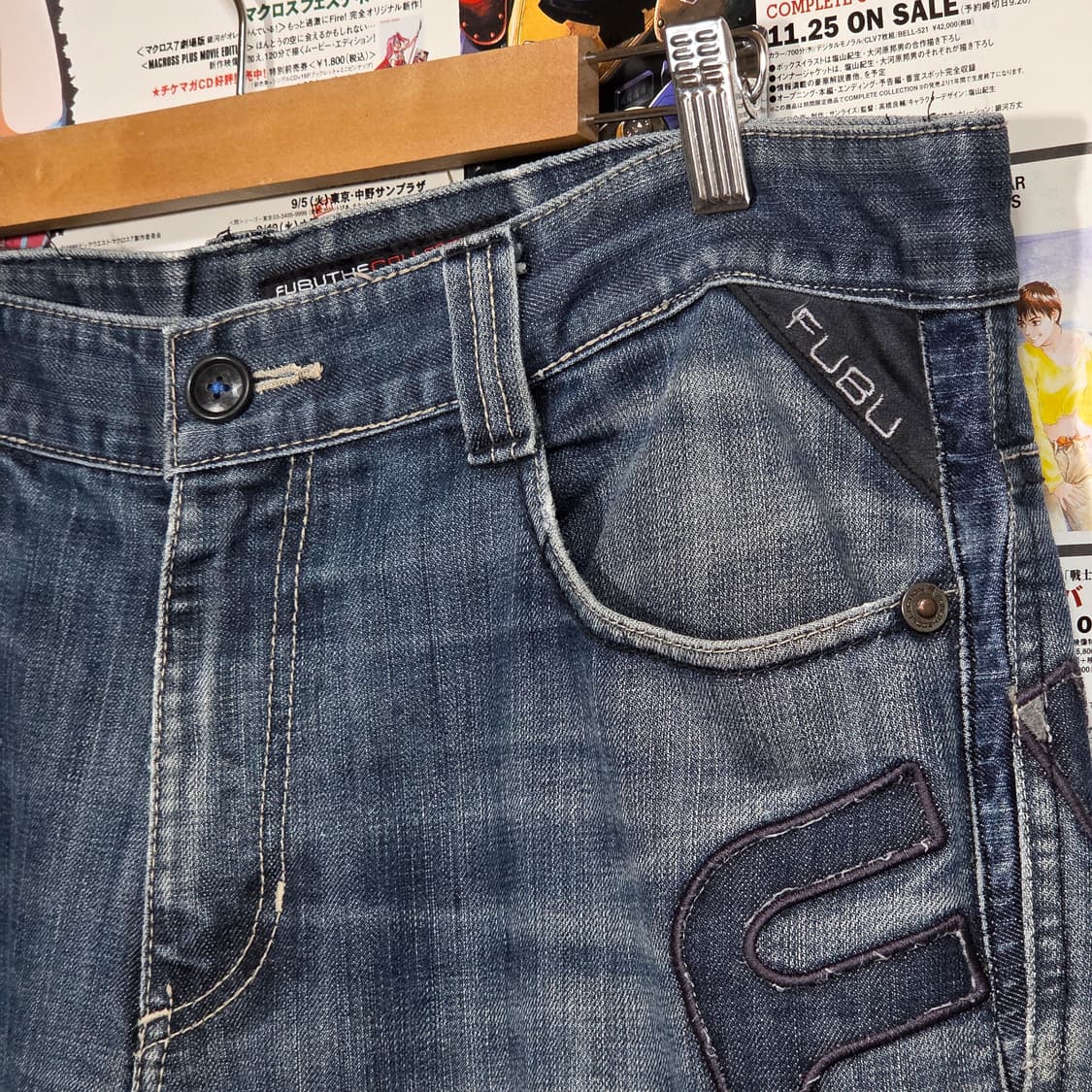 후부 올드스쿨 자수패치 중청 데님 팬츠 상품이미지3