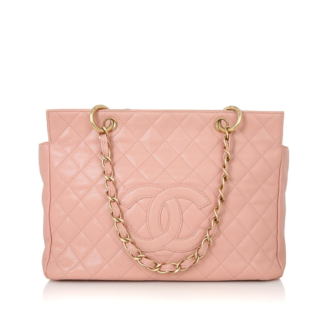 샤넬 클래식 핑크 캐비어 정방토트 체인백 빈티지 샤핑백 라지 상품이미지5