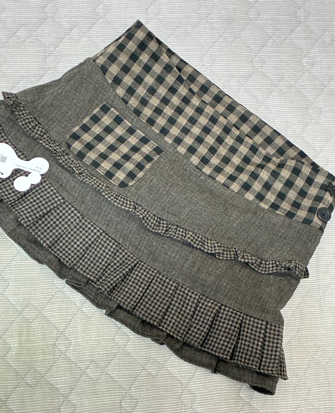 허그유어스킨 체크 러플 미니 스커트 브라운 상품이미지1