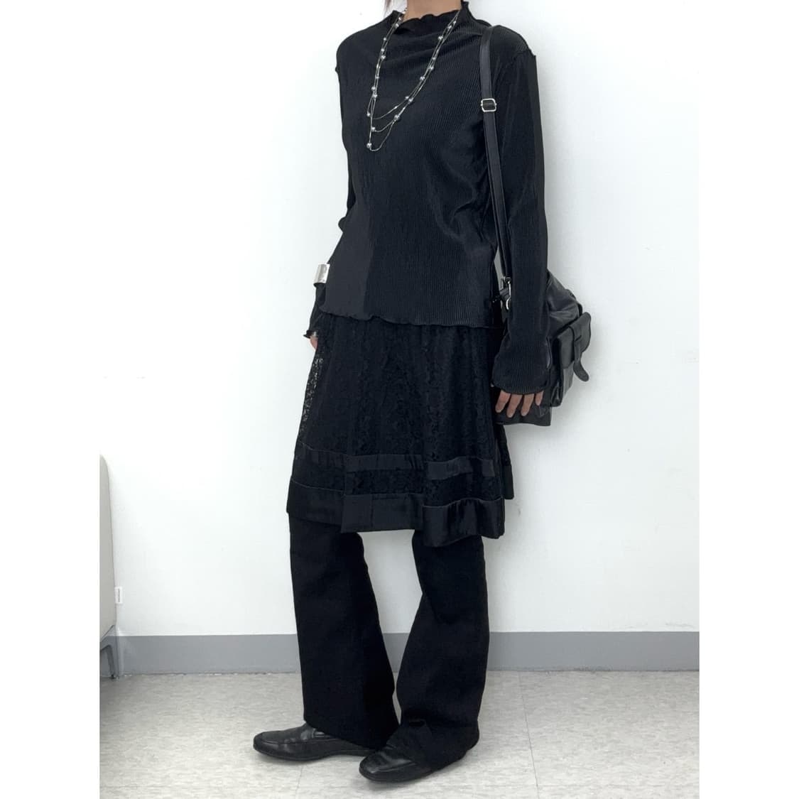 빈티지 블랙 플리츠 롱슬리브 이너 상품이미지3