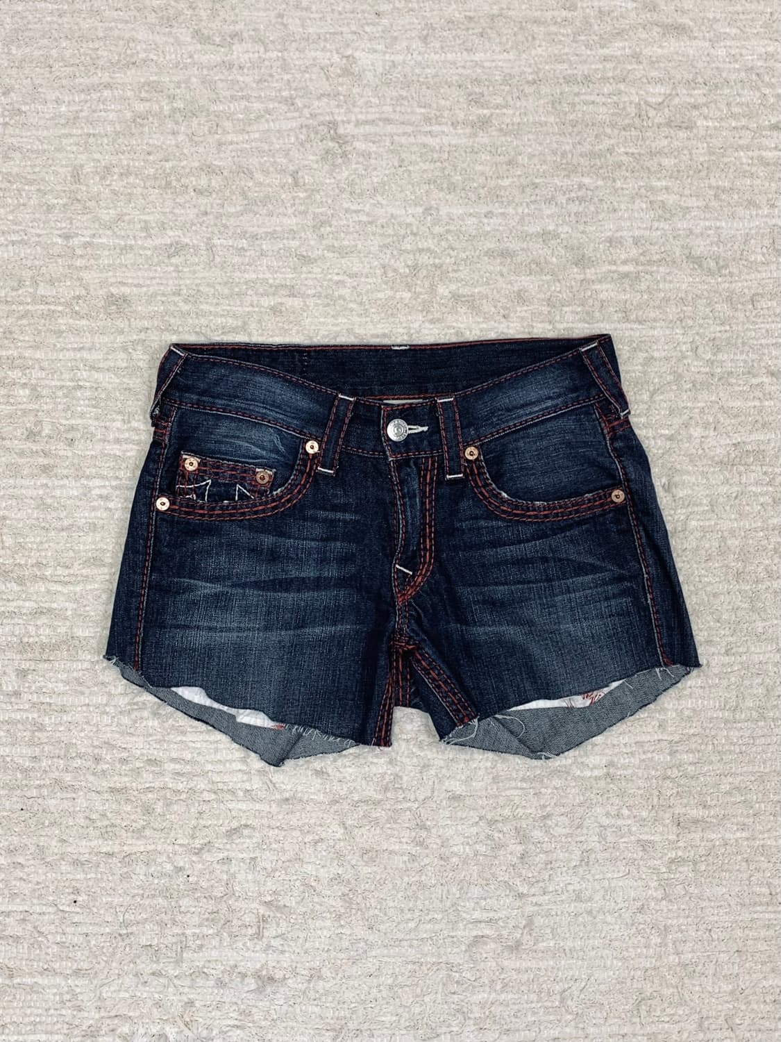 True Religion Red-Stitched Denim Shorts 상품이미지1