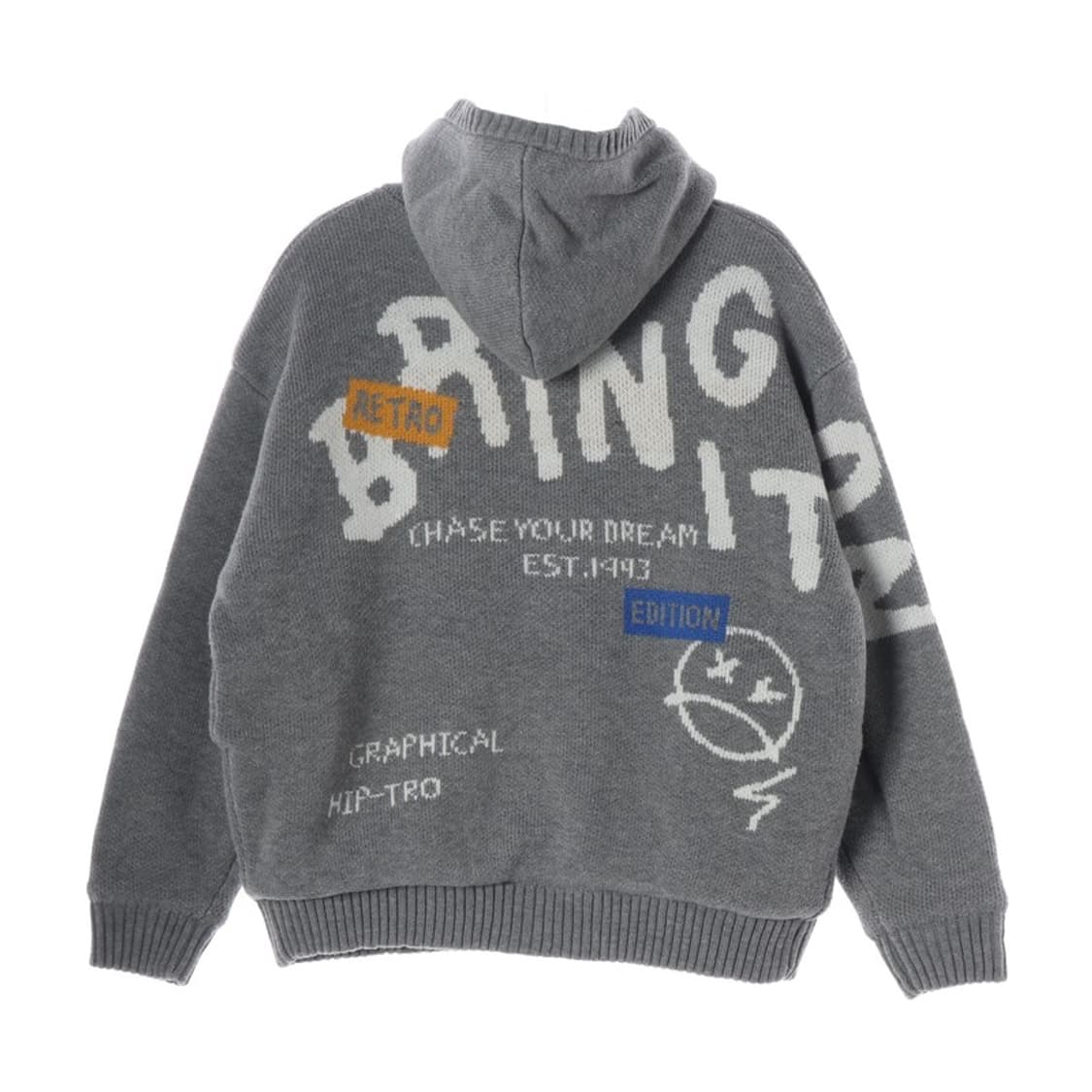 어노이드 그레이 레터링 양털 니트 집업 L 상품이미지2