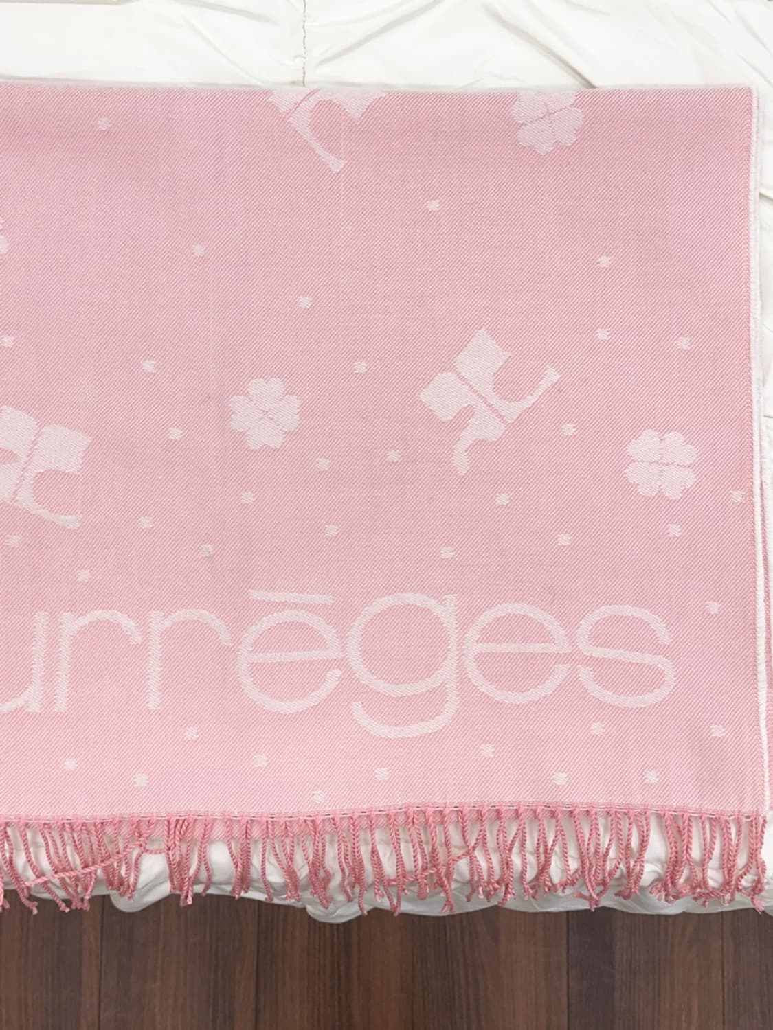 [새상품] courreges / 꾸레쥬 핑크 빅로고 머플러 상품이미지3