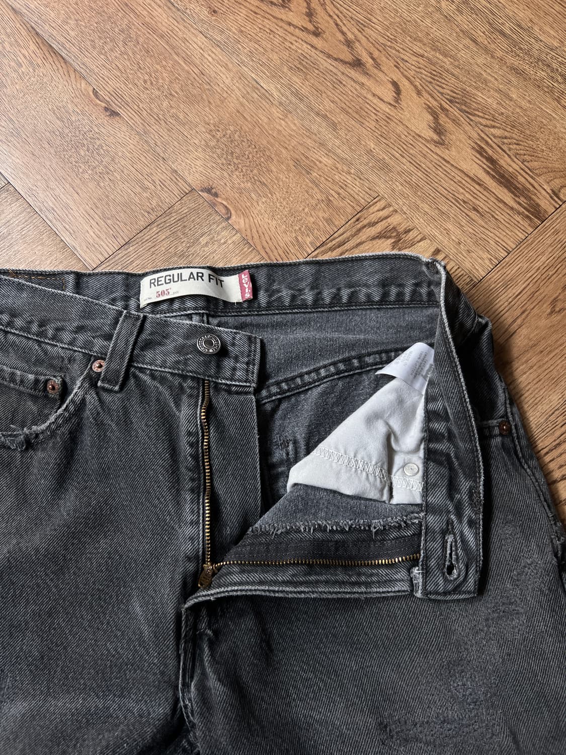 [31]00's 리바이스 505 빈티지 리페어드 흑청 데님 팬츠 상품이미지3