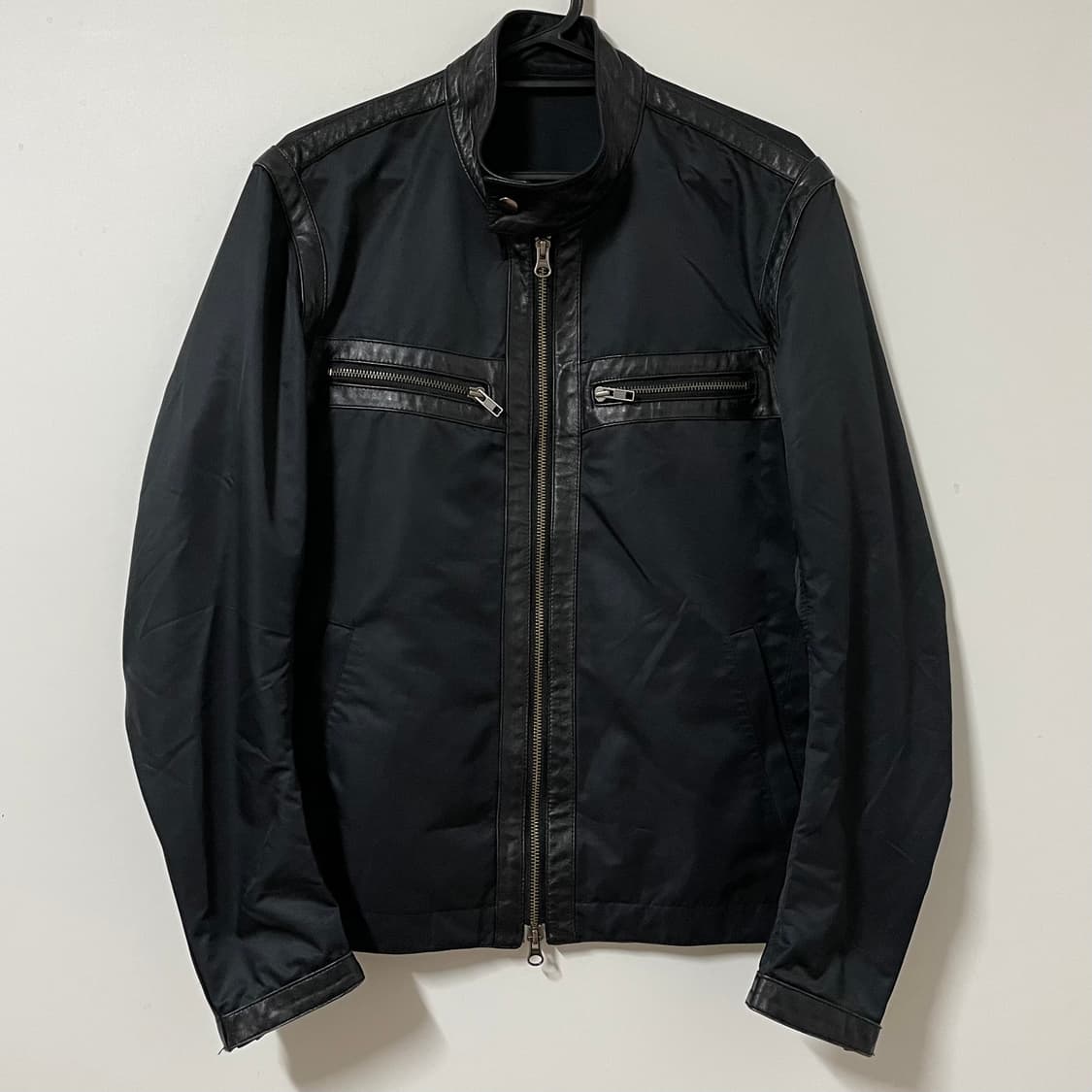 LEATHER POLY BIKER JACKET 상품이미지3