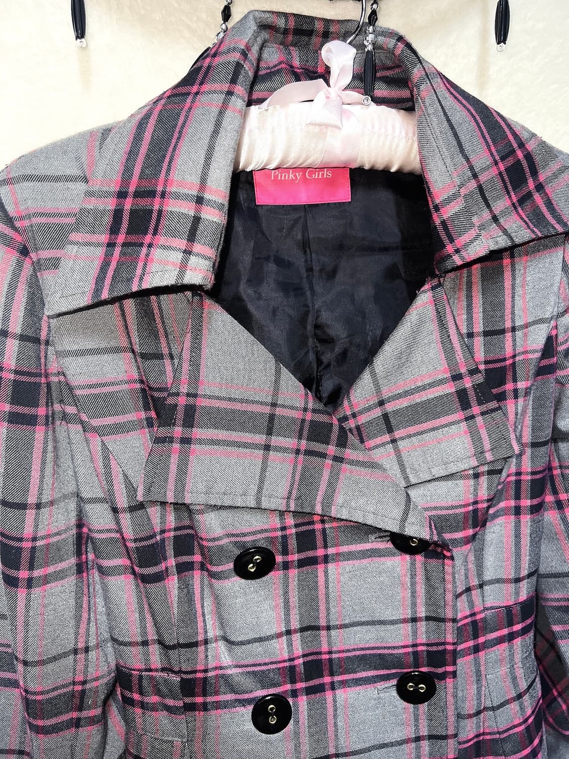 핑키걸즈 오네갸루 히메 키치 펑크 체크 플레어 코트 자켓 헤이세이 시부야 상품이미지9
