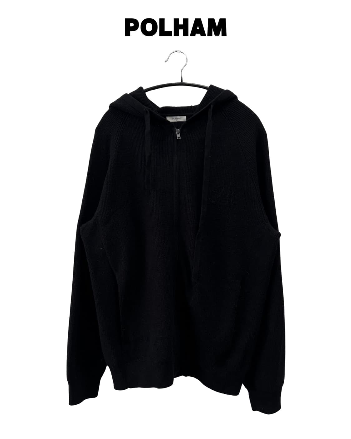 폴햄 니트 후드 집업 블랙 상품이미지1