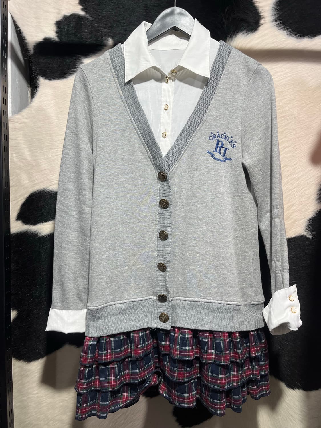 레이어드 셔츠 가디건 원피스 상품이미지2