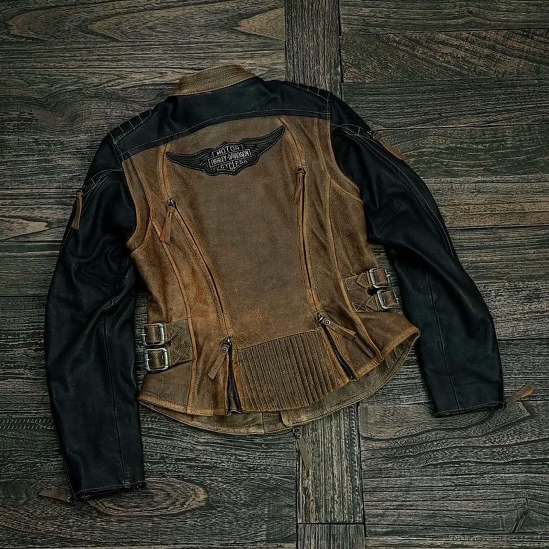 할리데이비슨 카우 & 램스킨 레더 빅로고 바이커 자켓 P01134 상품이미지1