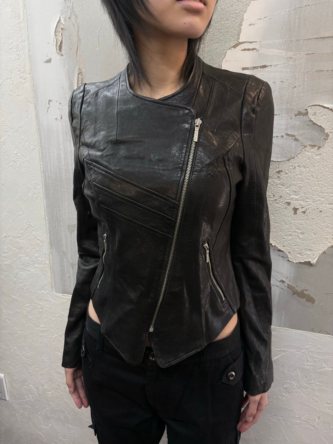 *blue pepe* sheepskin oblique cropped ja 상품이미지2