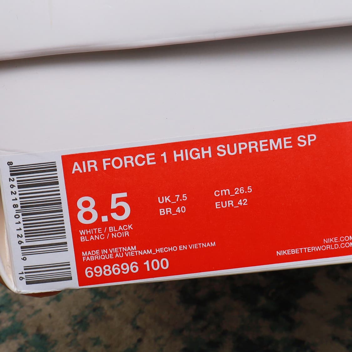 Supreme 나이키 x 슈프림 에어포스 1 하이 화이트 풀박스 정품 상품이미지7