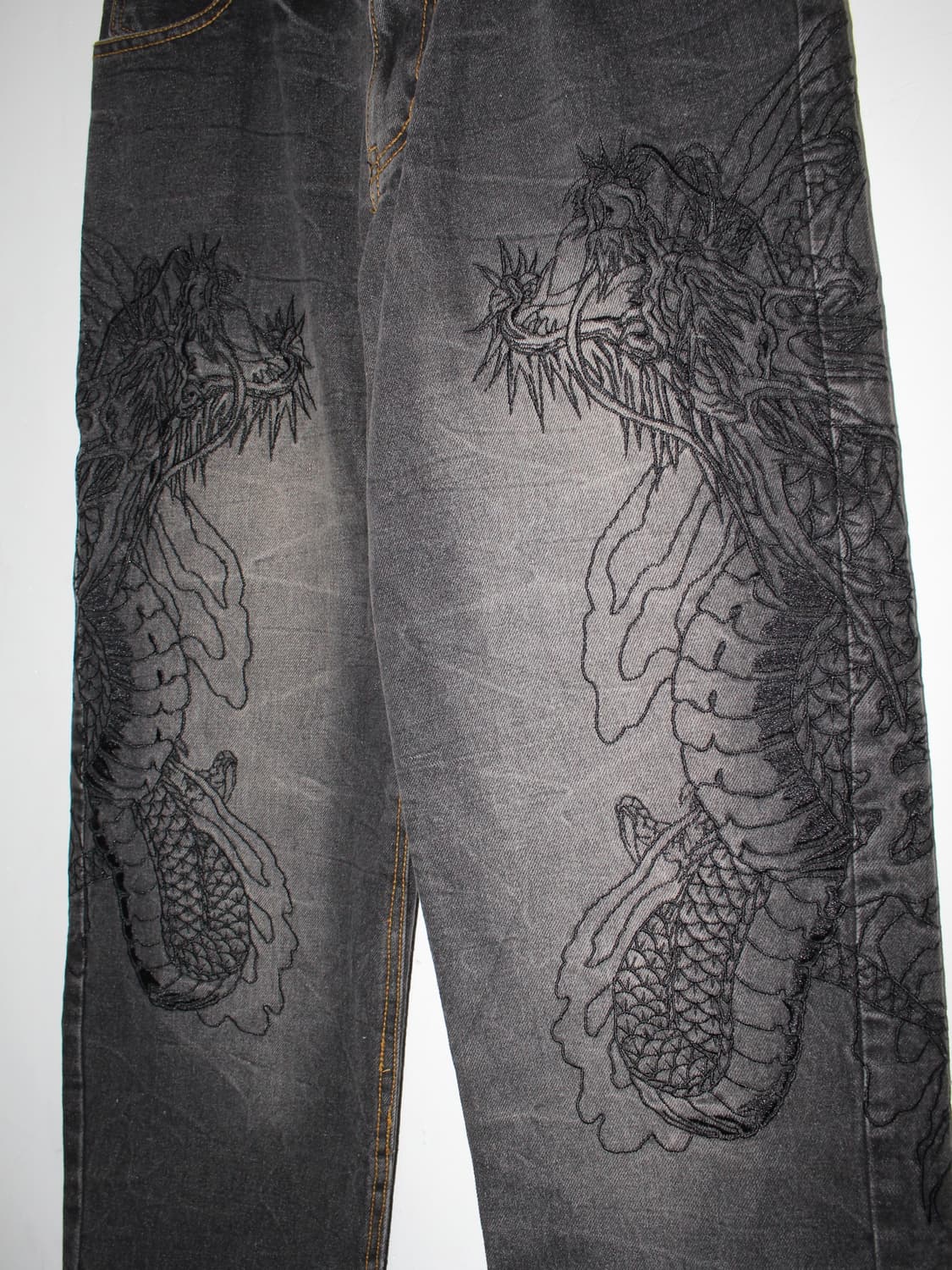 화조풍월 용 자수 블랙데님팬츠 36 상품이미지4