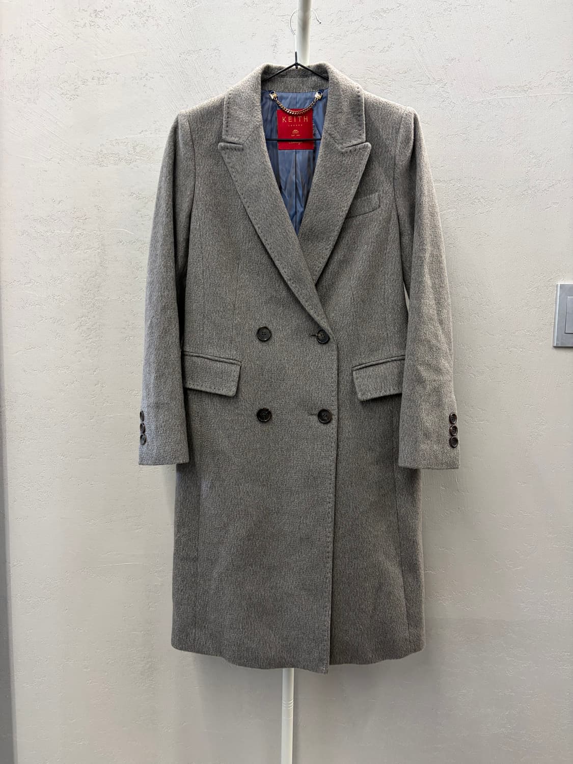 키이스 더블 버튼 캐시미어100% 롱 코트 그레이 S 상품이미지2