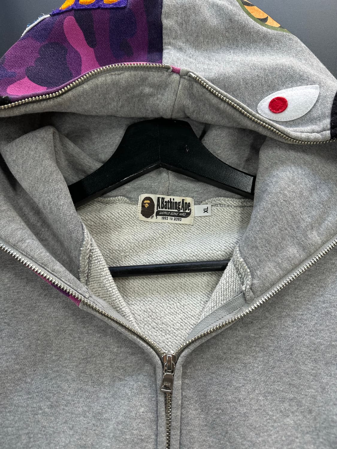 베이프 샤크 카모 풀 후드집업 그레이퍼플 상품이미지10