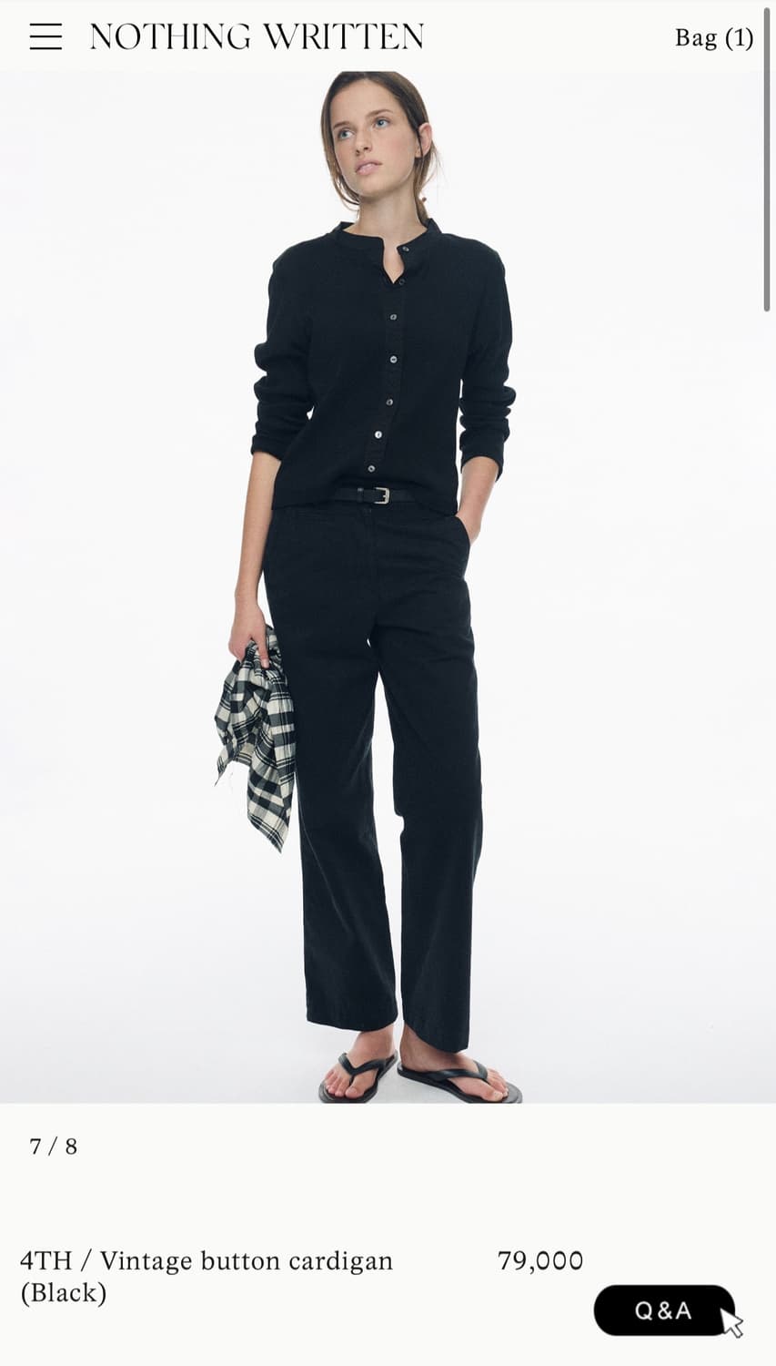 낫띵리튼 Vintage button cardigan 블랙&화이트 상품이미지1